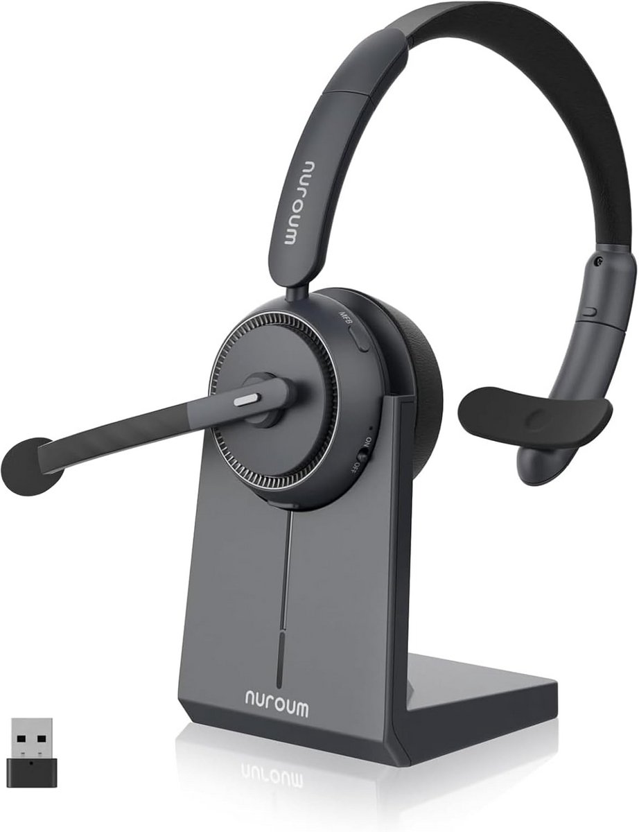 Draadloze Bluetooth Headset met Microfoon en USB Dongle - 45 Uur Batterijduur - ENC Ruis Onderdrukking