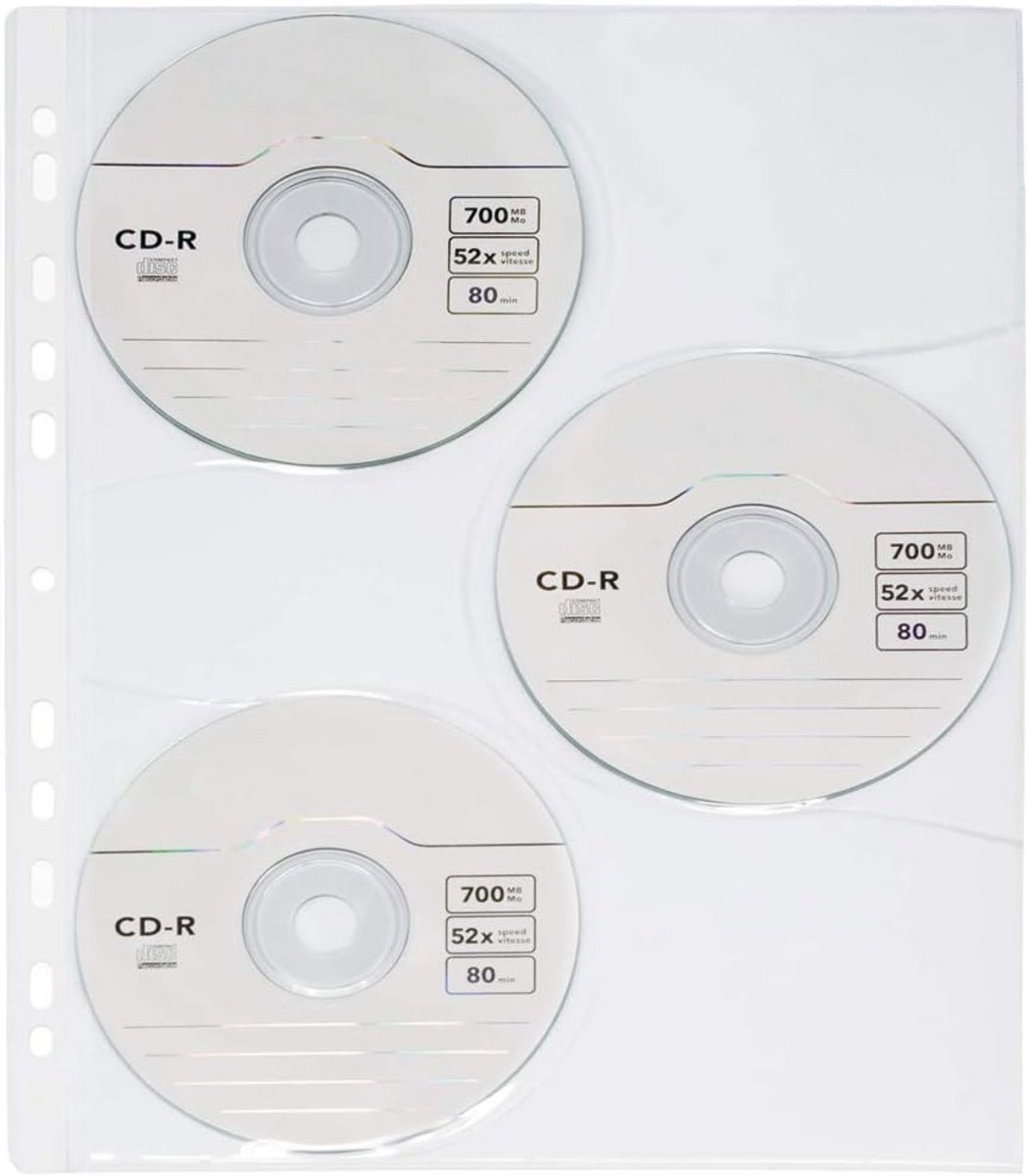 10x CD Hoezen A4 met 11 Gaten - Transparante Polypropyleen Opberghoesjes