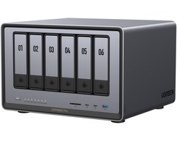 UGREEN NASync DXP6800 Pro 6-Bay Desktop NAS, Intel i5 1235u 10-Core CPU, 8GB DDR5 RAM, 128GB SSD, 2 * 10GbE, 2 * M.2 NVMe-aansluitingen, 8K HDMI, 2 * TBT4, Network Attached Storage (schijfloos)