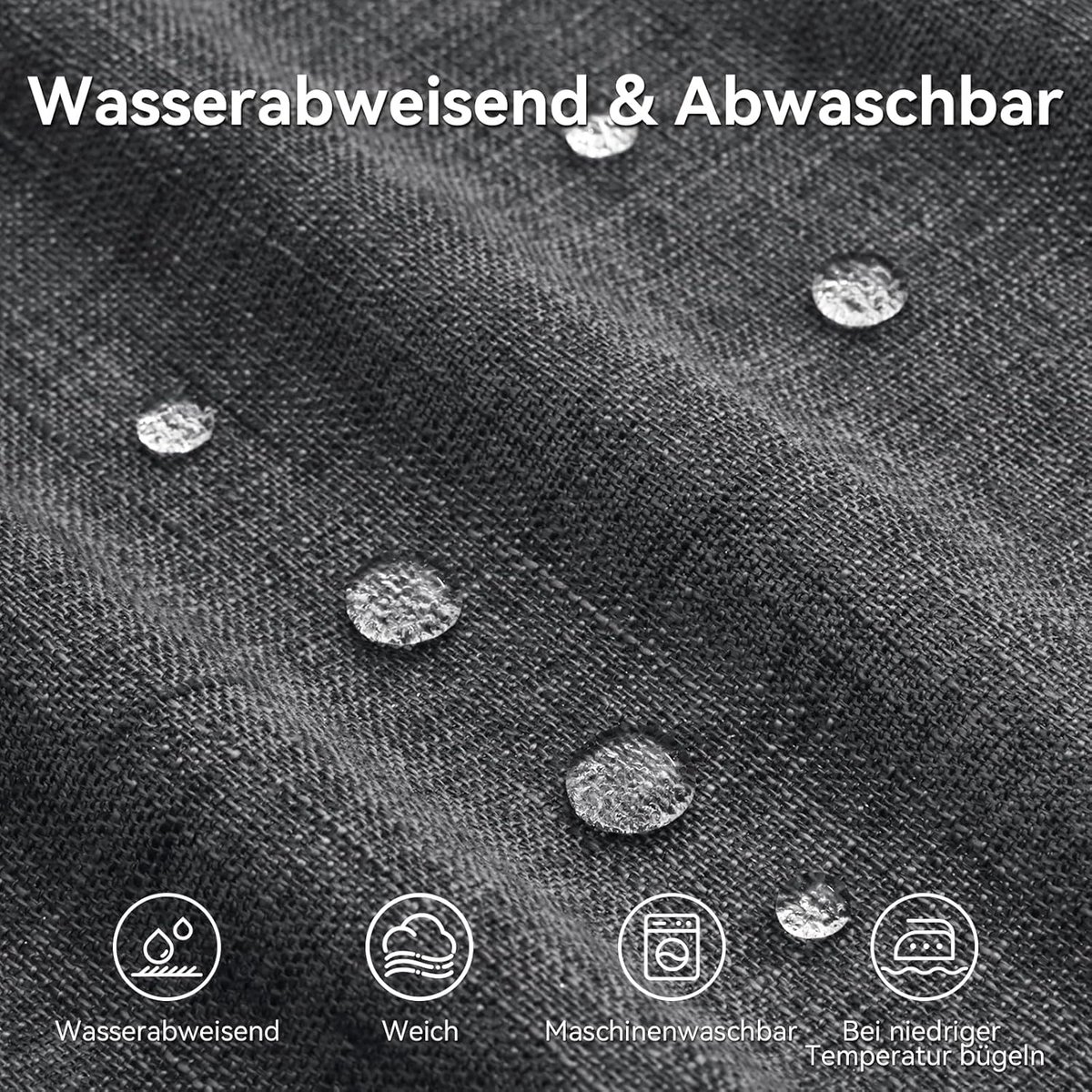 Glitter Tafelkleed Linnenlook Rechthoekig Waterafstotend 140 x 300 cm Donkergrijs