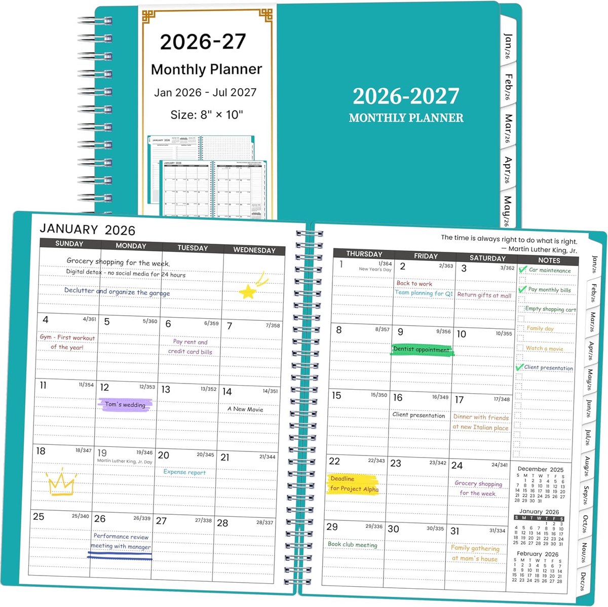 Maandelijkse Planner - Agenda Boek - Afspraken Plannen - 18 Maanden - 24.89 x 22.4 cm - Groen