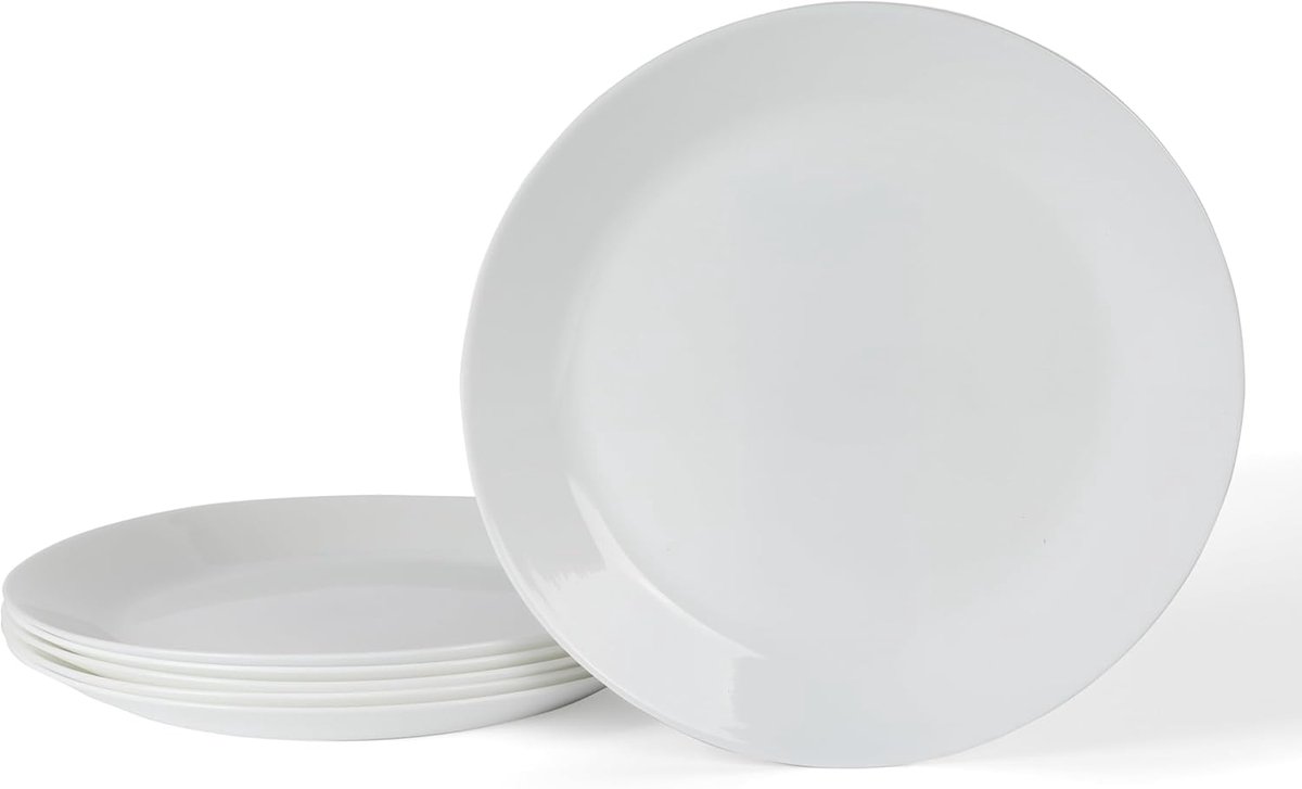 Set van 6 Dinerborden 25,5 cm Stevig en Breekbestendig Servies