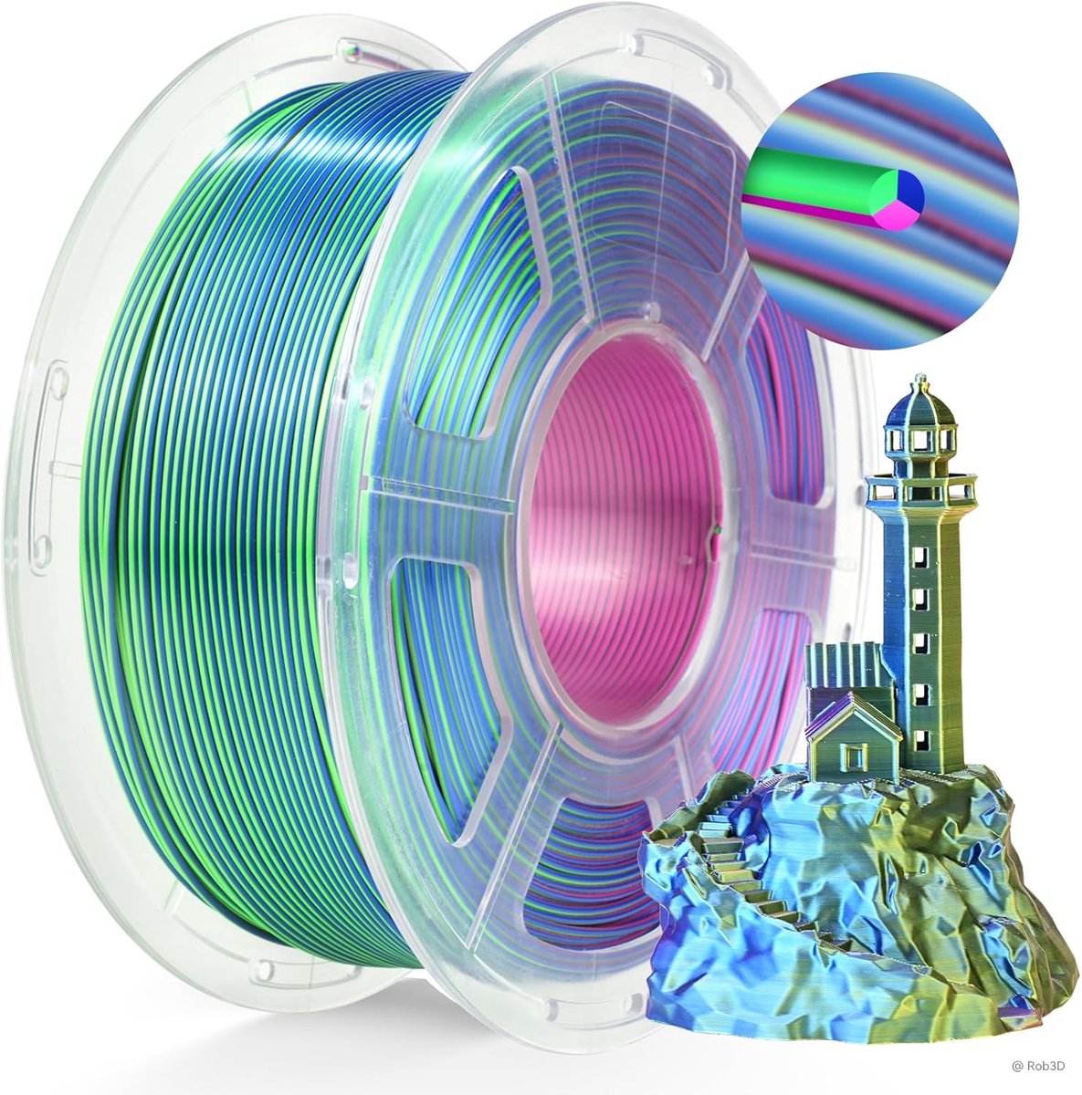 Zijde PLA Filament 1.75mm 1KG - Driekleurig voor 3D-printer met Gladde Afwerking