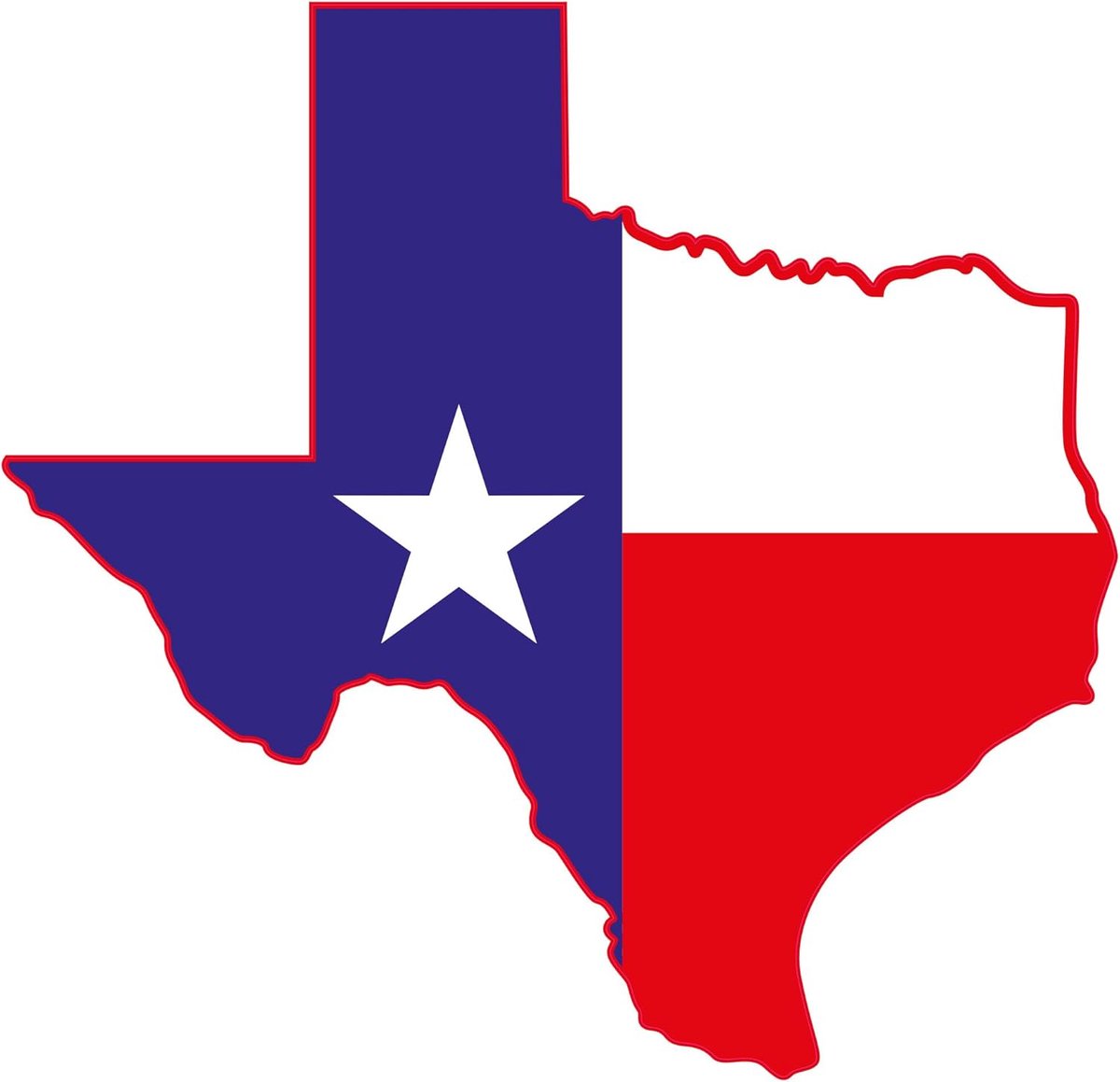 Texas Staat Vlag Sticker Auto - Die Cut Bumper Sticker Lone Star State 114x114mm