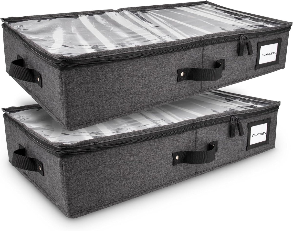 Set van 2 Opvouwbare Opbergdozen Onder het Bed voor Kleding en Dekens