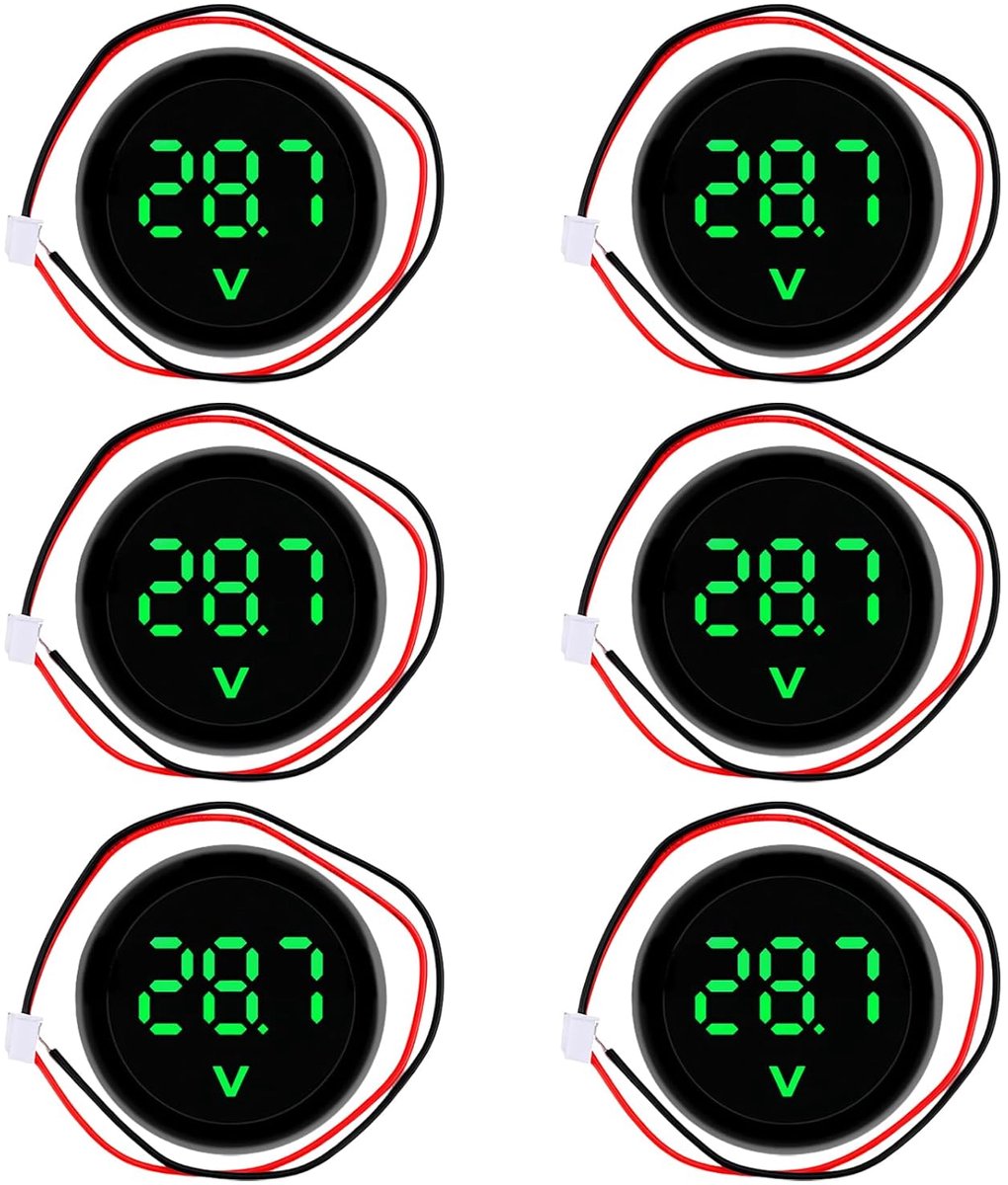 6x Digitale Voltmeter DC 4-100V Spanningsmeter Groen LED Display voor Auto, Motor, Boot