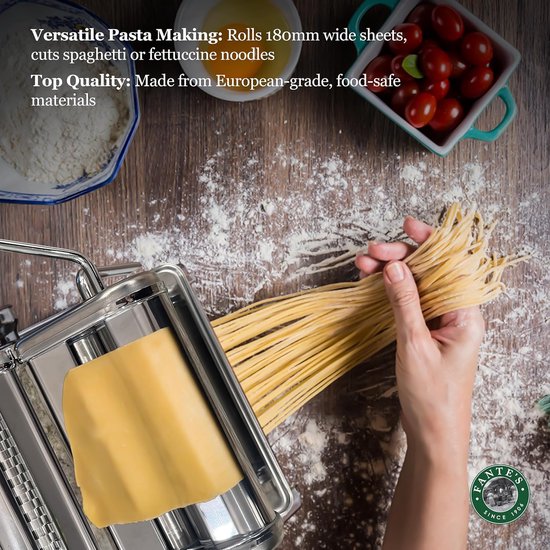 Pastamachine van Chroomstaal met Houten Handvat - Zelf Verse Pasta Maken van Pastamachine — afbeelding 3