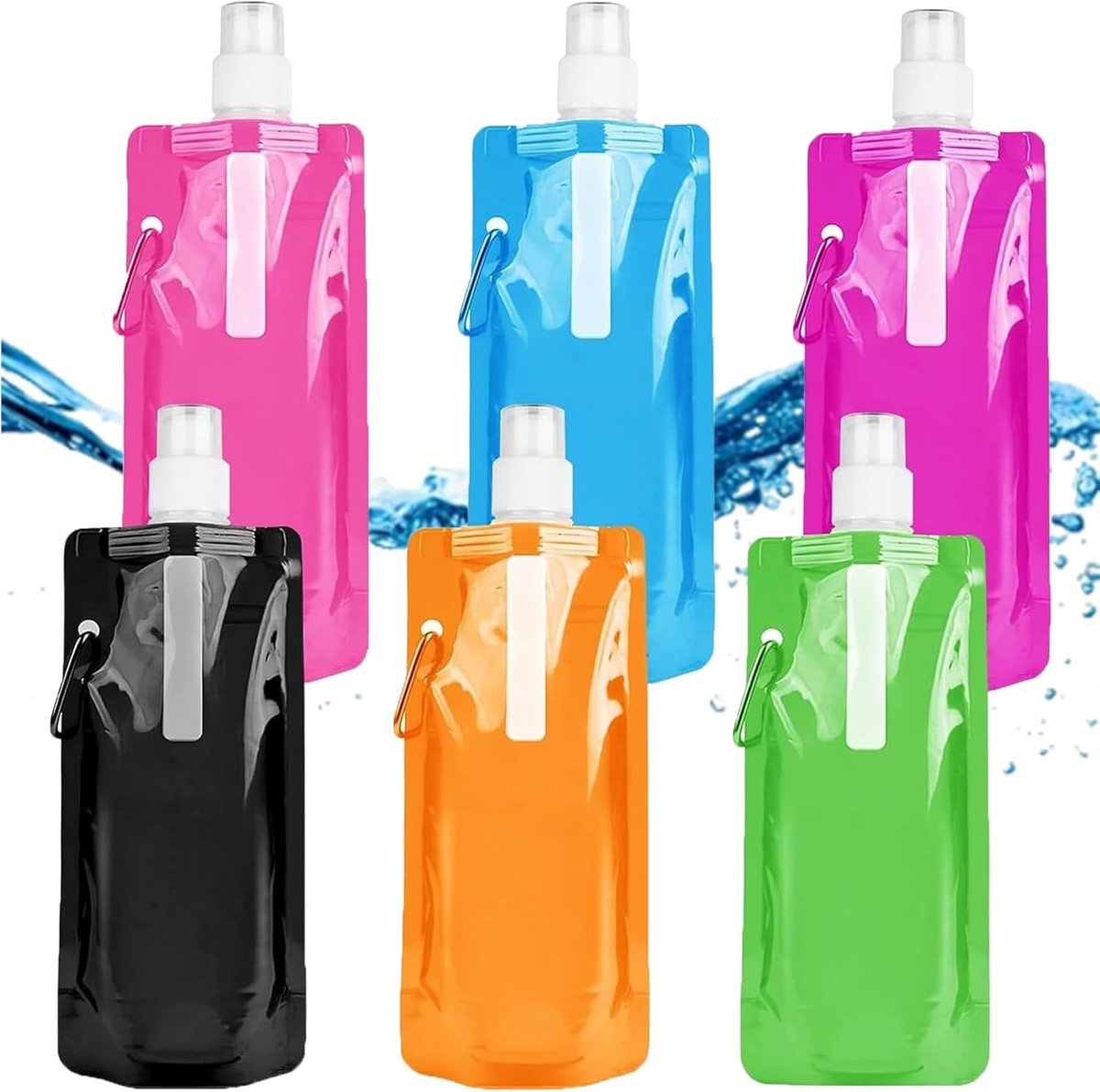 6x Opvouwbare Drinkflessen 500 ml - Herbruikbaar & Compact voor Sport en Reizen
