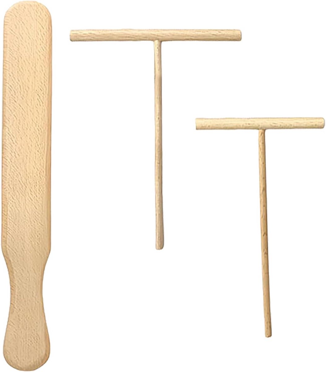 Set van 3 Pannenkoekverdelers van Beukenhout voor Perfecte Pannenkoeken