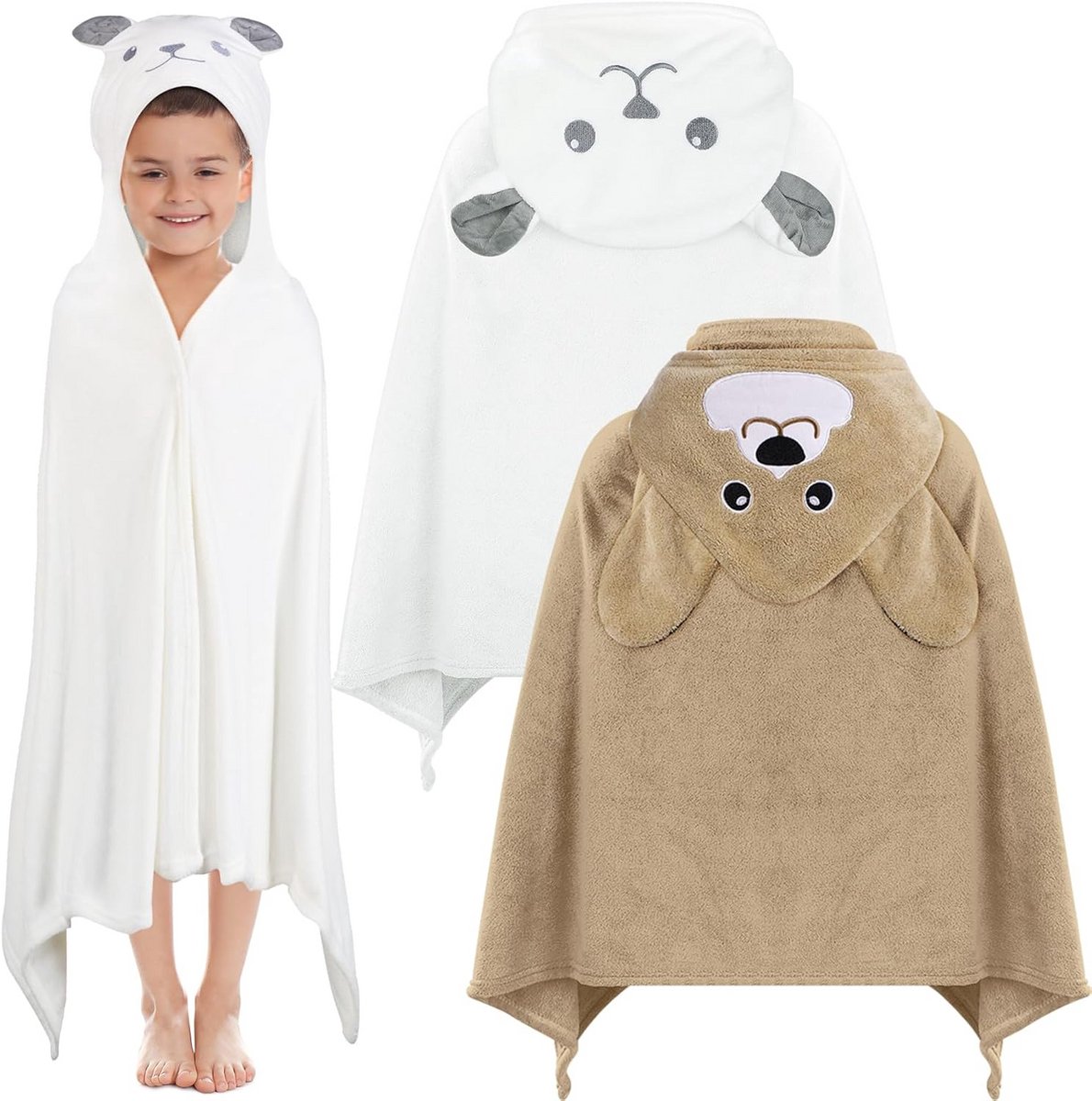 2 stuks Kinderbadhanddoek met Capuchon Peuter en Kinderen 70x140 cm Absorberend