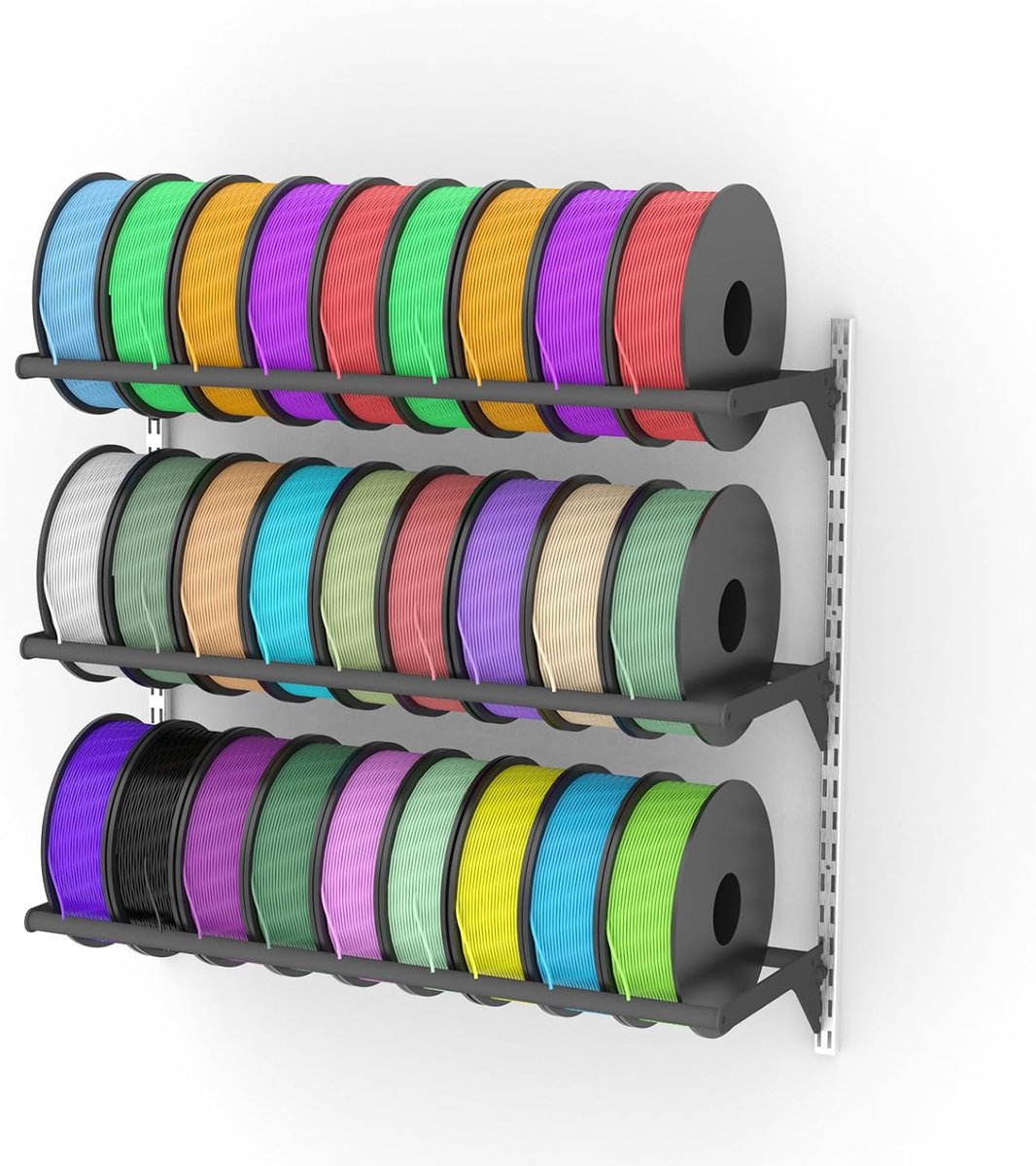 Filament Opslagrek - 3D Print Organizer - Werkplaats Inrichting - Wandmontage Ontwerp - 3 Tier Systeem - Meerkleurig
