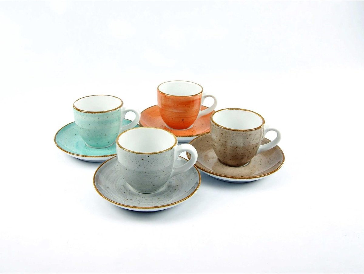 Espresso Kopjes Set - Koffie Kopjes - Koffie Moment - Vaatwasserbestendig - 8 Stuks - Multi-Colour