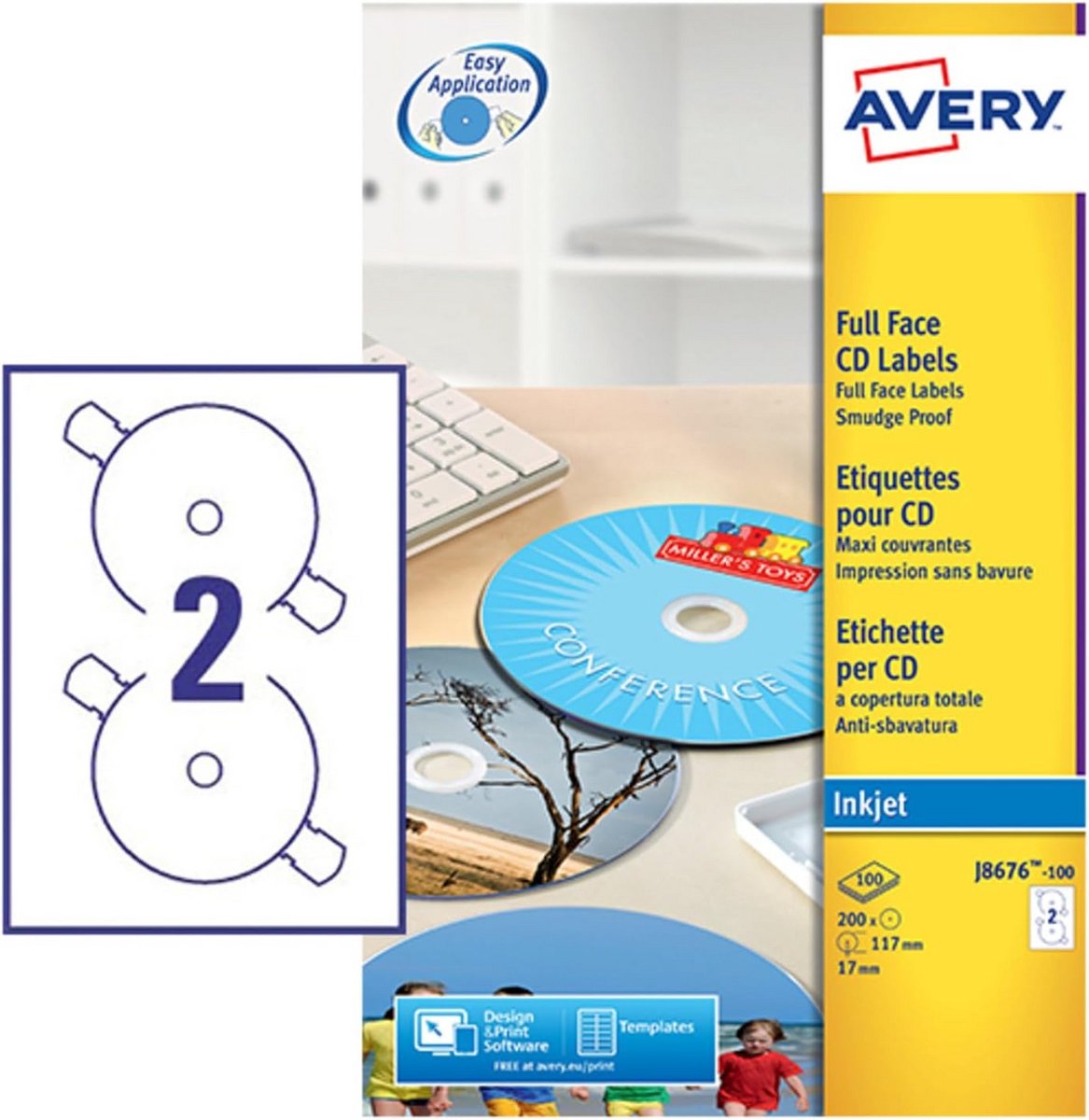 CD Etiketten - Labels Media - Muziek Archiveren - Extra Groot Formaat - 117mm Diameter - Wit
