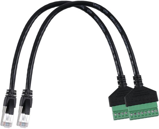 2 Stuks RJ45-vrouwelijk Naar 8-polige Schroefconnector – Netwerkadapter Voor Cat5/Cat6/Cat7, EIA/TIA 568B