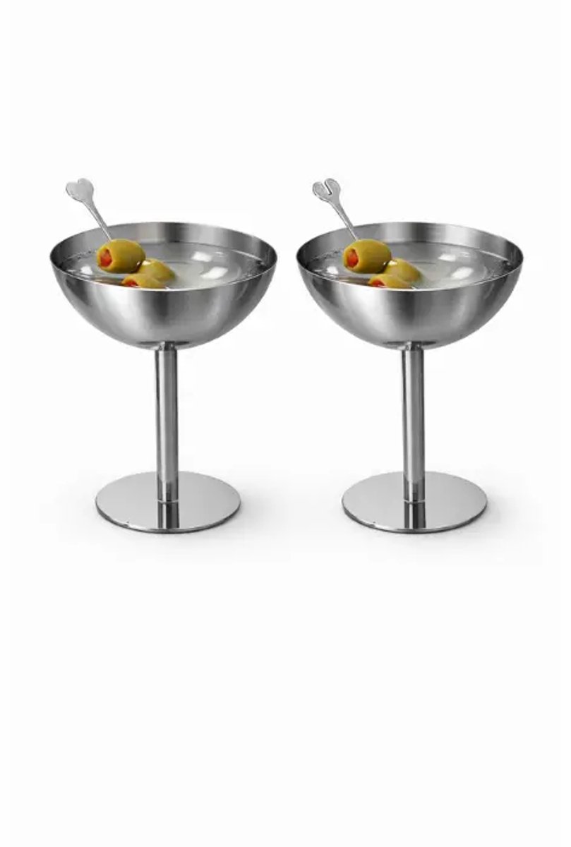 Aura - Pedestal Bowls - 2-delig - RVS - Zilver - Ø10 cm, 220 ml, duurzaam en elegant