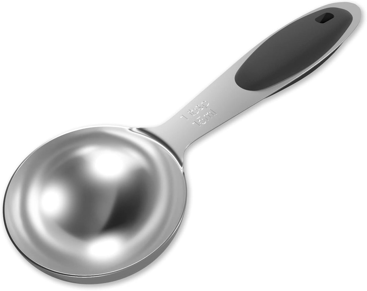 Eetlepel Maatlepel 15 ml RVS met Zwarte Siliconengreep - Losse Maatschep