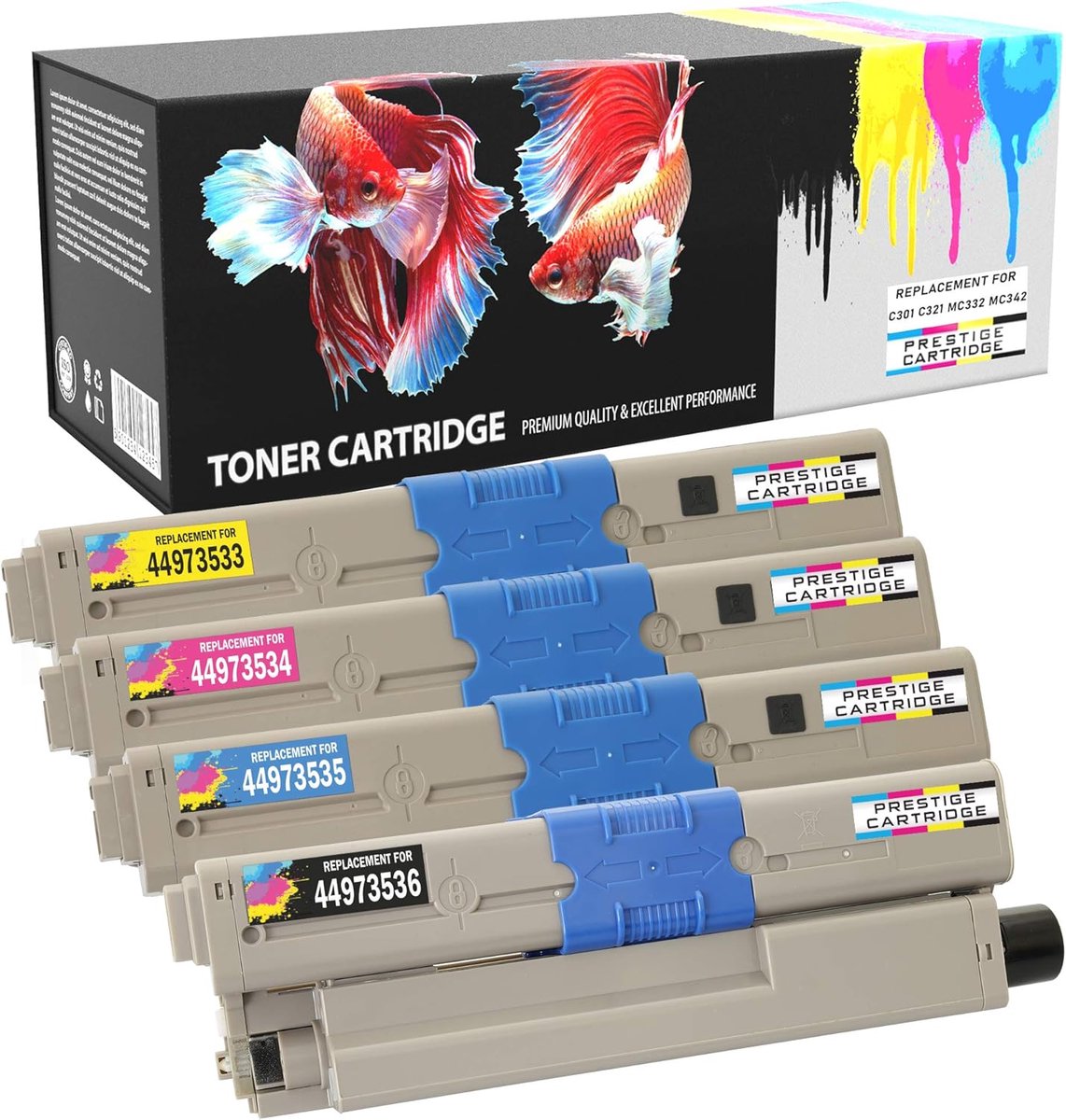 Hoge Capaciteit Toner Cartridge Set voor Oki C301 C321 MC332dn MC342dn Series - 4 Pack