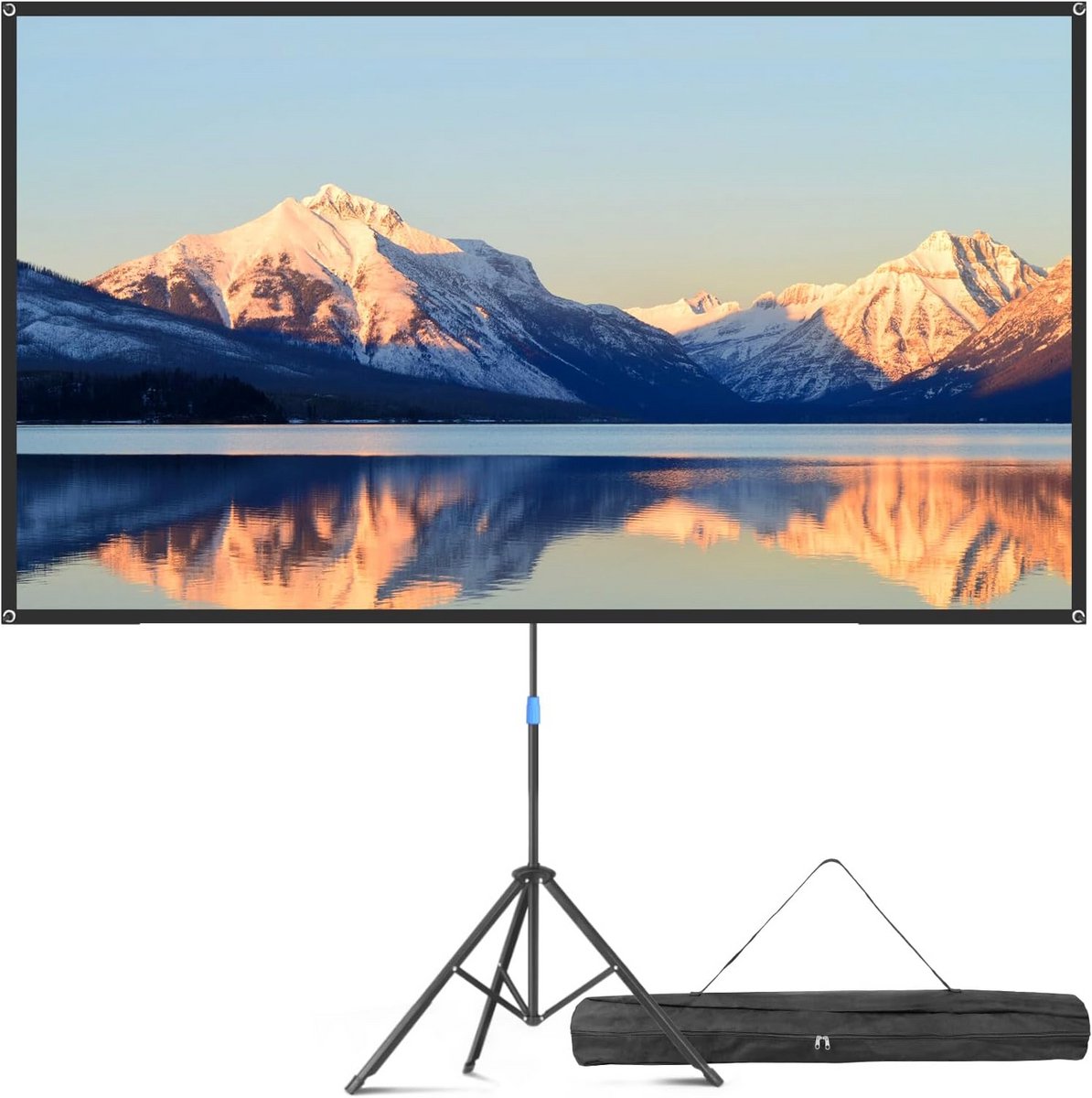 Draagbaar Projectorscherm 80 Inch - 16:9 Beeldformaat met Standaard en Draagtas voor Binnen en Buiten