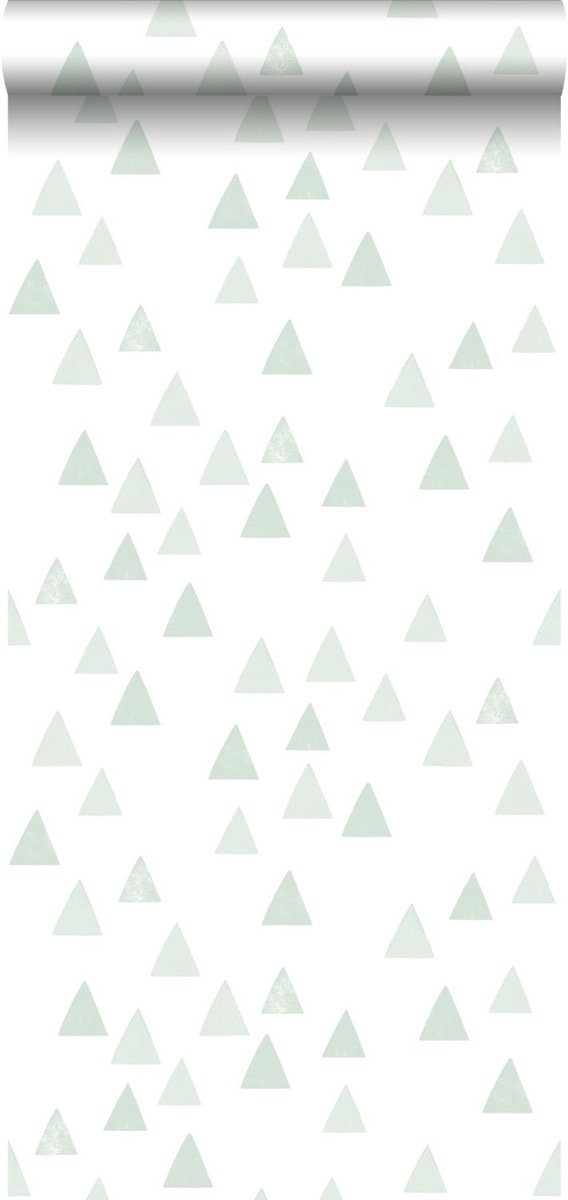 Proefstaal Walls4You behang driehoekjes lichtgroen en wit - 26,5 x 21 cm - 935319-S