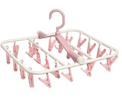 Draaibare waslijn - sokkendroogrek - draaibare waslijn met 24 klemmen - geschikt voor het drogen van ondergoed, sokken en andere kledingstukken - opvouwbare octopusvormige wasknijpers - voor het vastklemmen van stropdassen, hoeden en sjaals