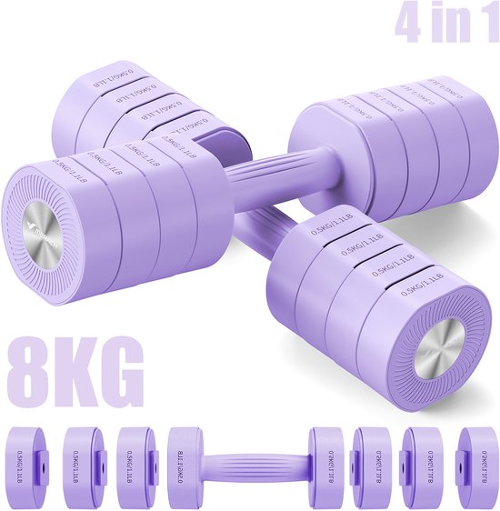 MERACH Dumbbells - 4 in 1 - Verstelbaar - Verstelbare Gewichten - 8KG Set - Robuust & Antislip - Compact Voor Thuis