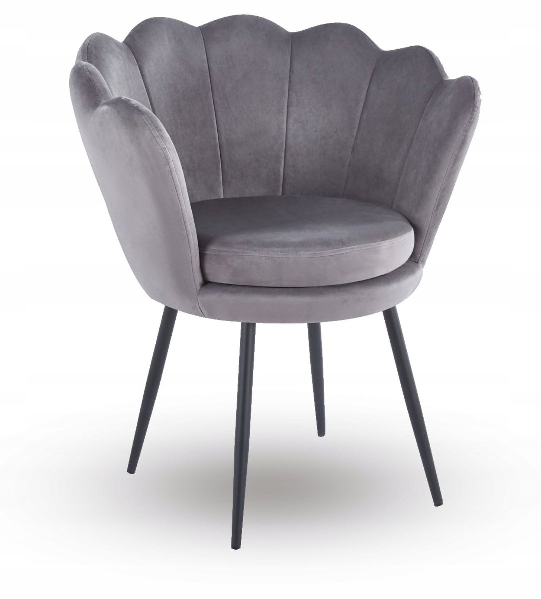 Furnitex FR1-FX - Schelpfauteuil - Grijs fluweel - Zwarte metalen poten Grijs;Zwart