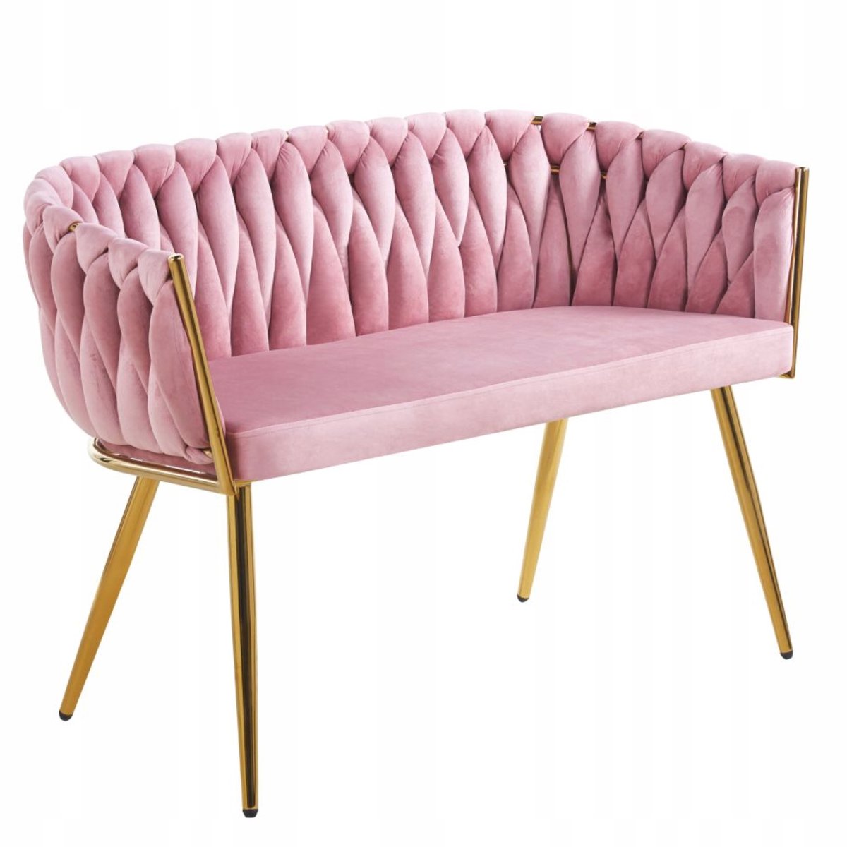 Furnitex SF2-FX (G) - Tweezitsbank - Roze fluweel - Goudkleurige metalen poten Roze;Goud
