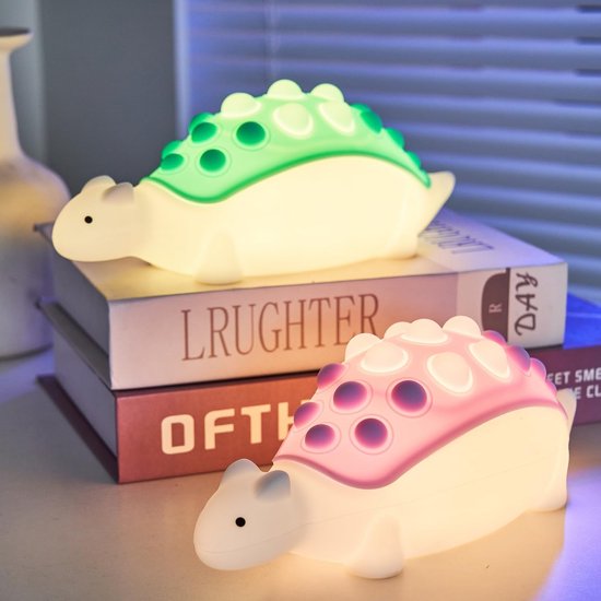 Dino Nachtlampje voor Kinderen - Silicone Pop Bubble Lamp met 7 Nachtlicht Modus - Oplaadbare Touch Lamp voor Babykamers van Dino. — afbeelding 2