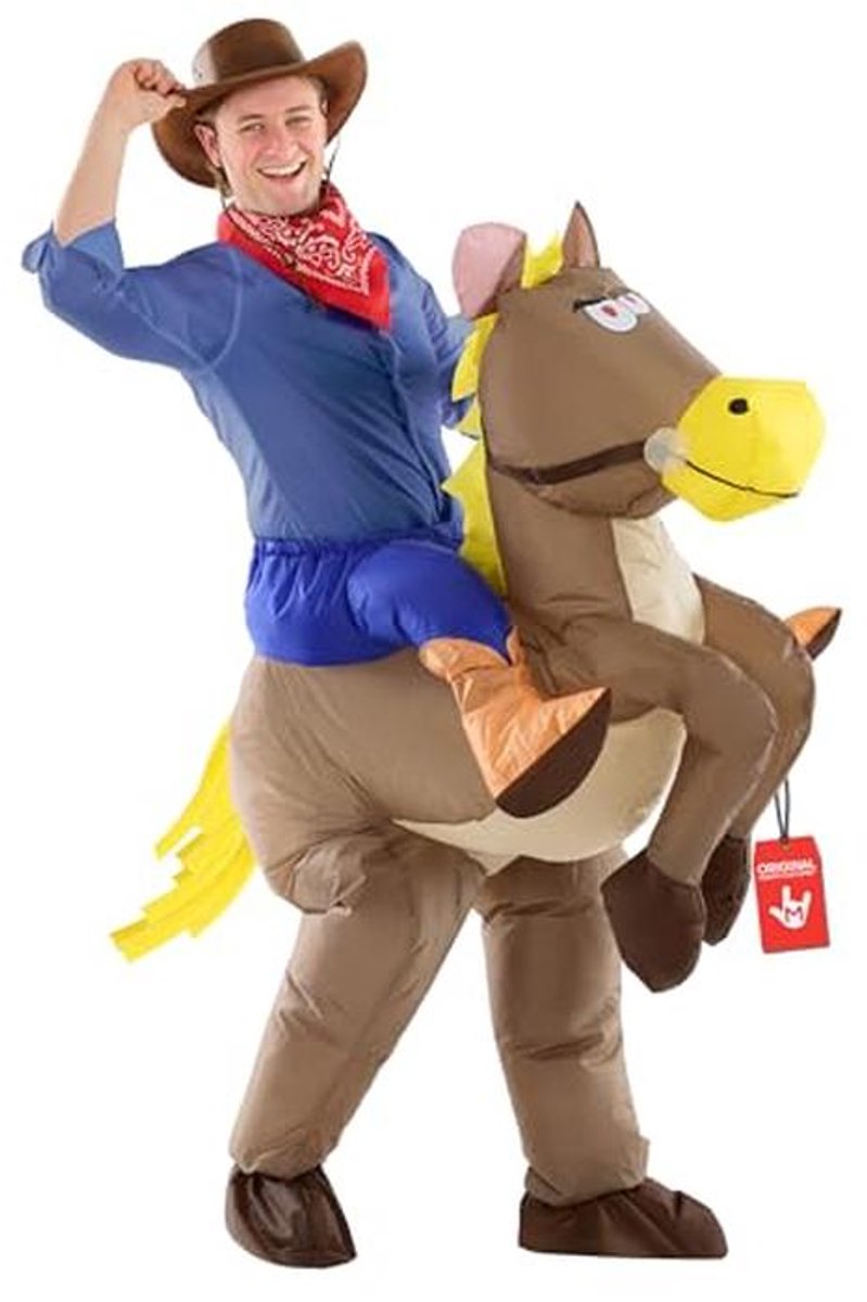Opblaasbaar Paardenkostuum voor Volwassenen - Grappig Cowboykostuum voor Feestjes en Evenementen