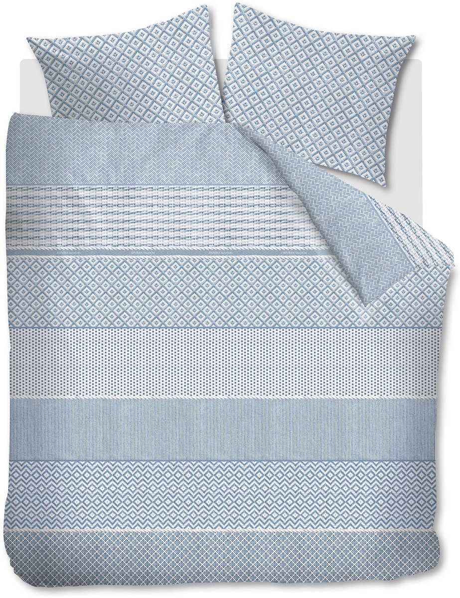 Rivièra Maison Francesco dekbedovertrek - Lits-Jumeaux XL - 260 x 200/220 cm - Blauw