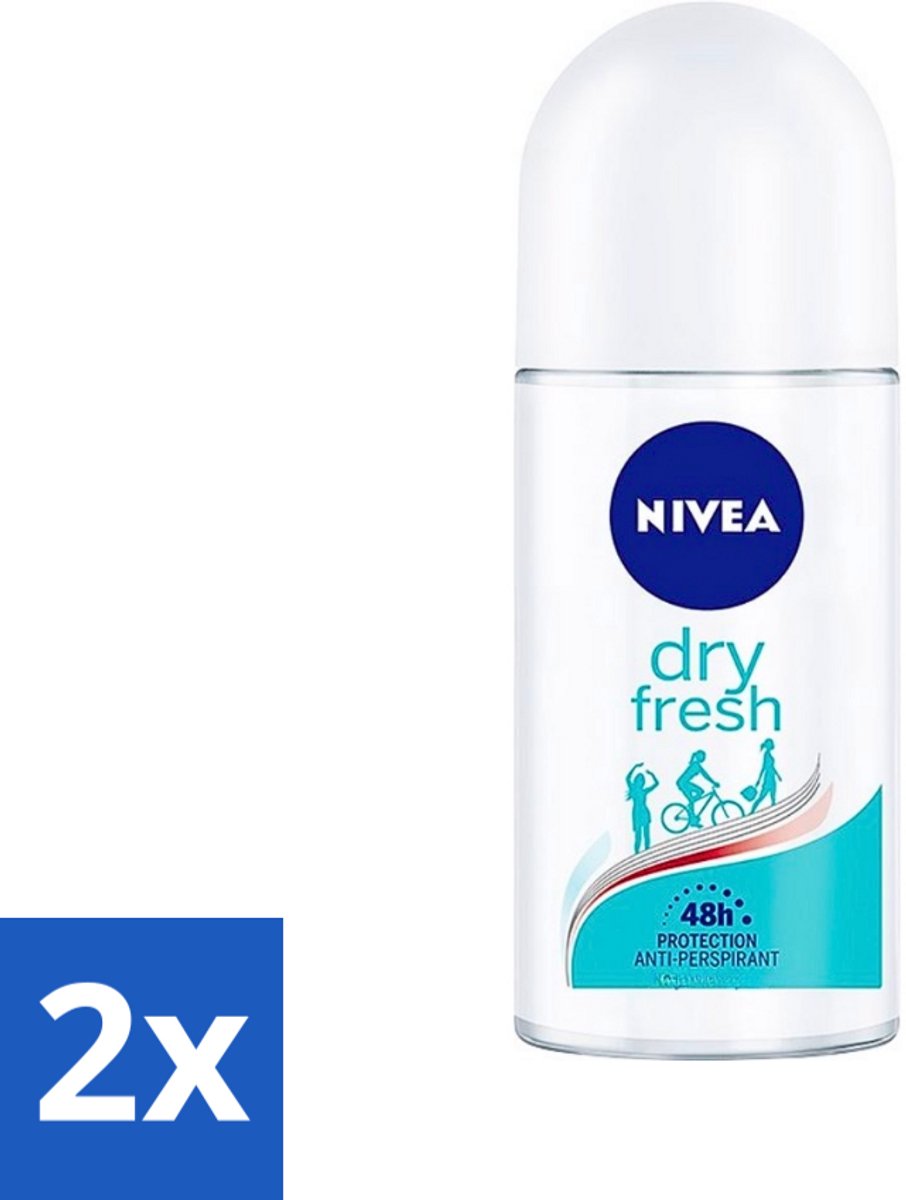 2 x Nivea - Deodorant - Roller - Dry Fresh - 48 Uur Lang Werkend - 50 ml - NIVEA Deodorant Roller - 48 Uur Bescherming - Anti-transpirant - Lichaamsgeur - Unisex Deodorant
