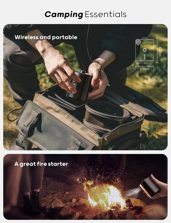 SnelShoppen - Elektrische Luchtpomp Oplaadbaar, Quick-Fill Inflator Deflator met 3 Spruiten voor Camping, Isomat, Luchtmatras, Rubberboot en Meer van Snelshoppen — afbeelding 5