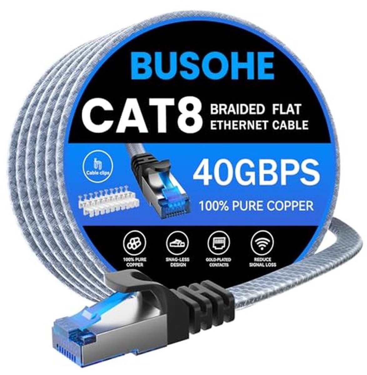 Cat 8 Ethernetkabel 10 meter - Hoge Snelheid 40Gbps, 2000MHz Netwerkkabel