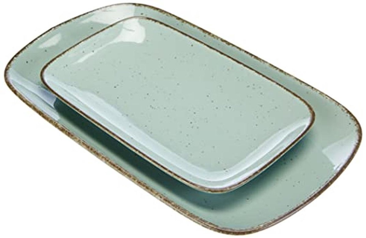 Serveerplaatset 2-delig, 24 x 15,5 cm en 33 x 20 cm, blauw