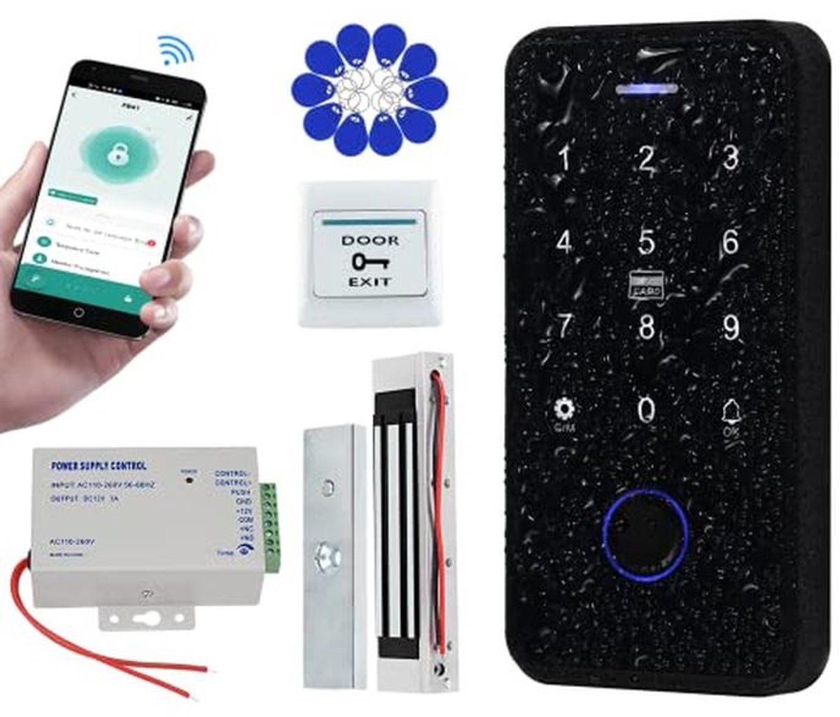 Toegangscontroleset met Biometrisch Toetsenbord en Elektrisch Magneetslot - Waterdicht en Veilig