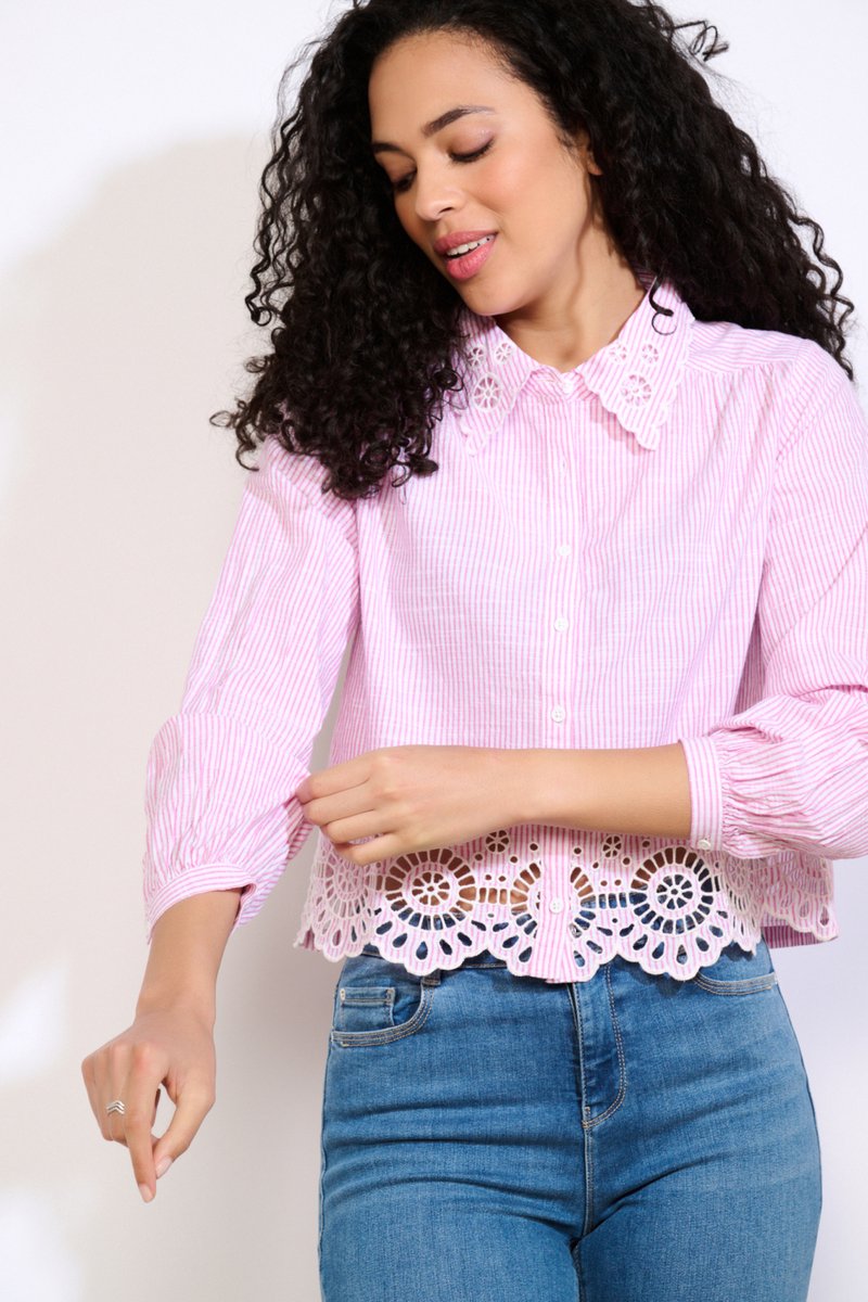 LolaLiza Blouse C Catalina 05702950 1303 Pink/white Dames Maat - W48