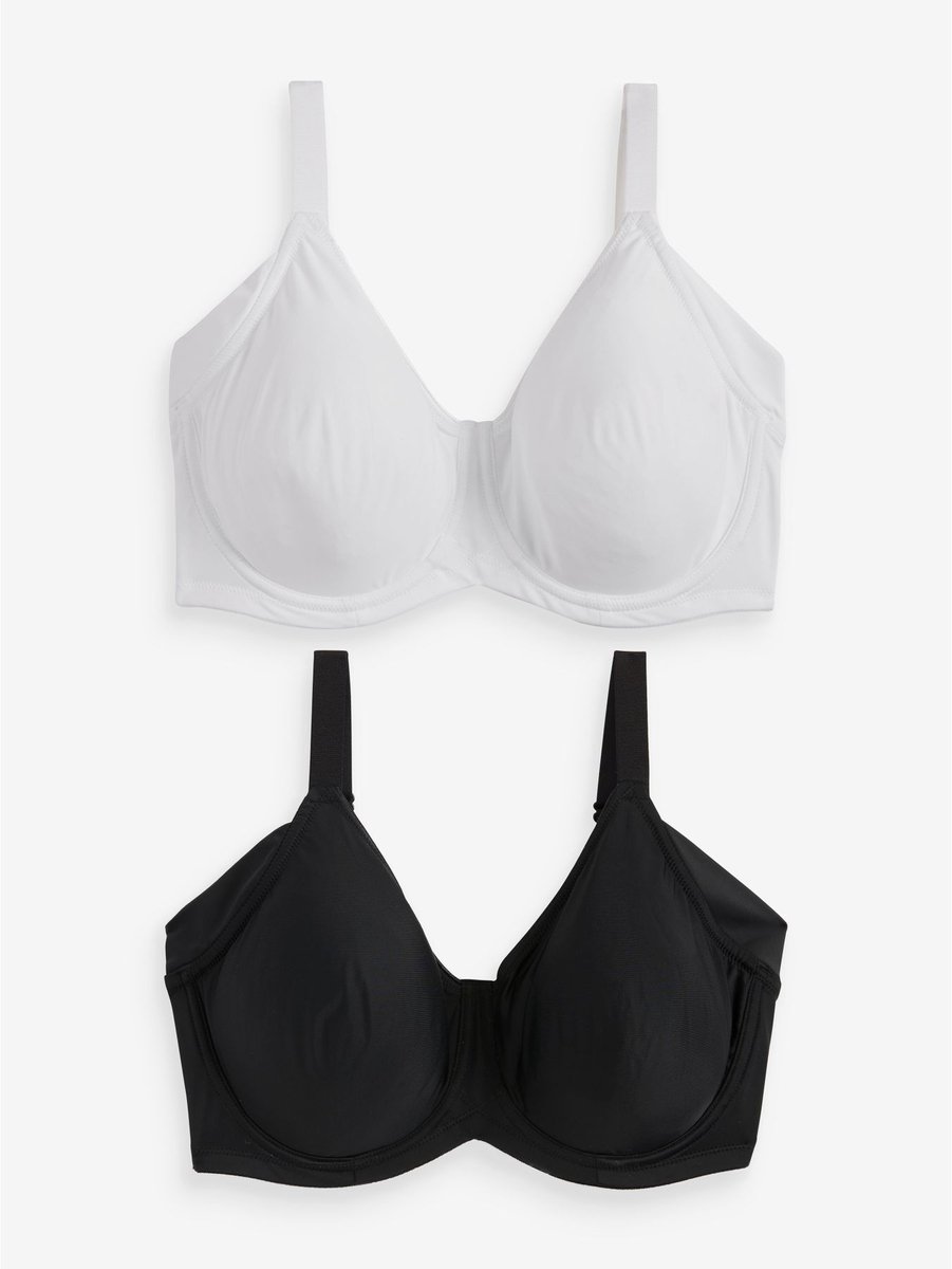 Next Dames - Set van 2 Ultimate Comfort onderarm gladmakende F-K beha's van een katoenmix zonder vulling met beugel - Zwart Black/White
