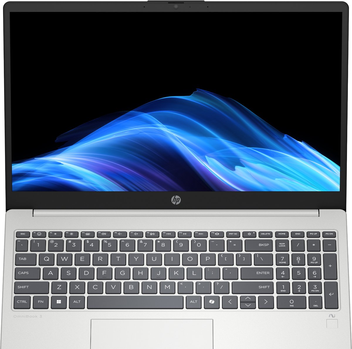 HP AI 15-fd2951nd Intel Core Ultra 5 225U Laptop 39,6 cm (15.6") Full HD 8 GB DDR5-SDRAM 512 GB SSD Wi-Fi 6 (802.11ax) Windows 11 Home AI PC Zilver
