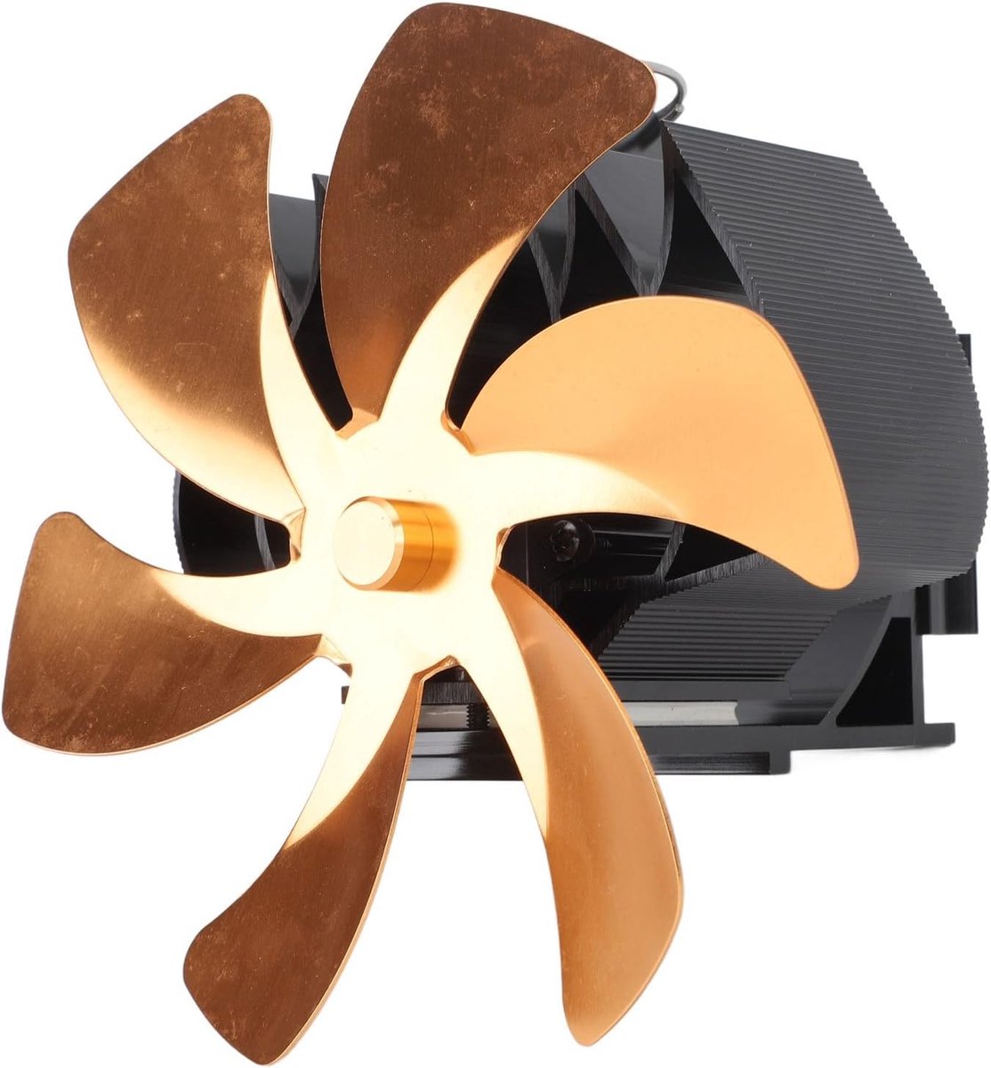 Kachel Ventilator - Warmte Aangedreven - Verwarmingsoptimalisatie - 6 Vleugels - 21x20x16 cm - Goud
