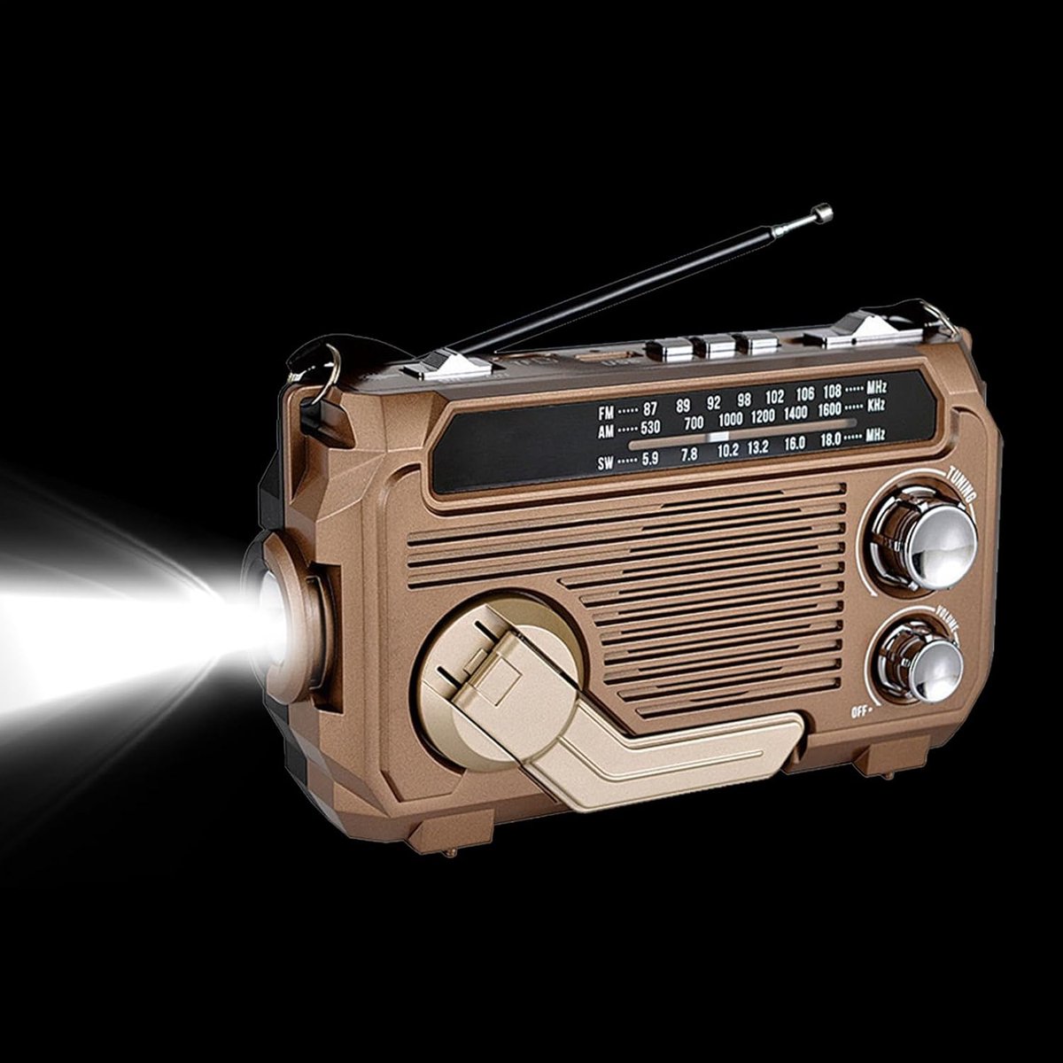 Noodradio Zaklamp - Draagbare Radio - Buitenactiviteiten - Drievoudig Opladen - 20 x 12 x 75 cm - Grijs
