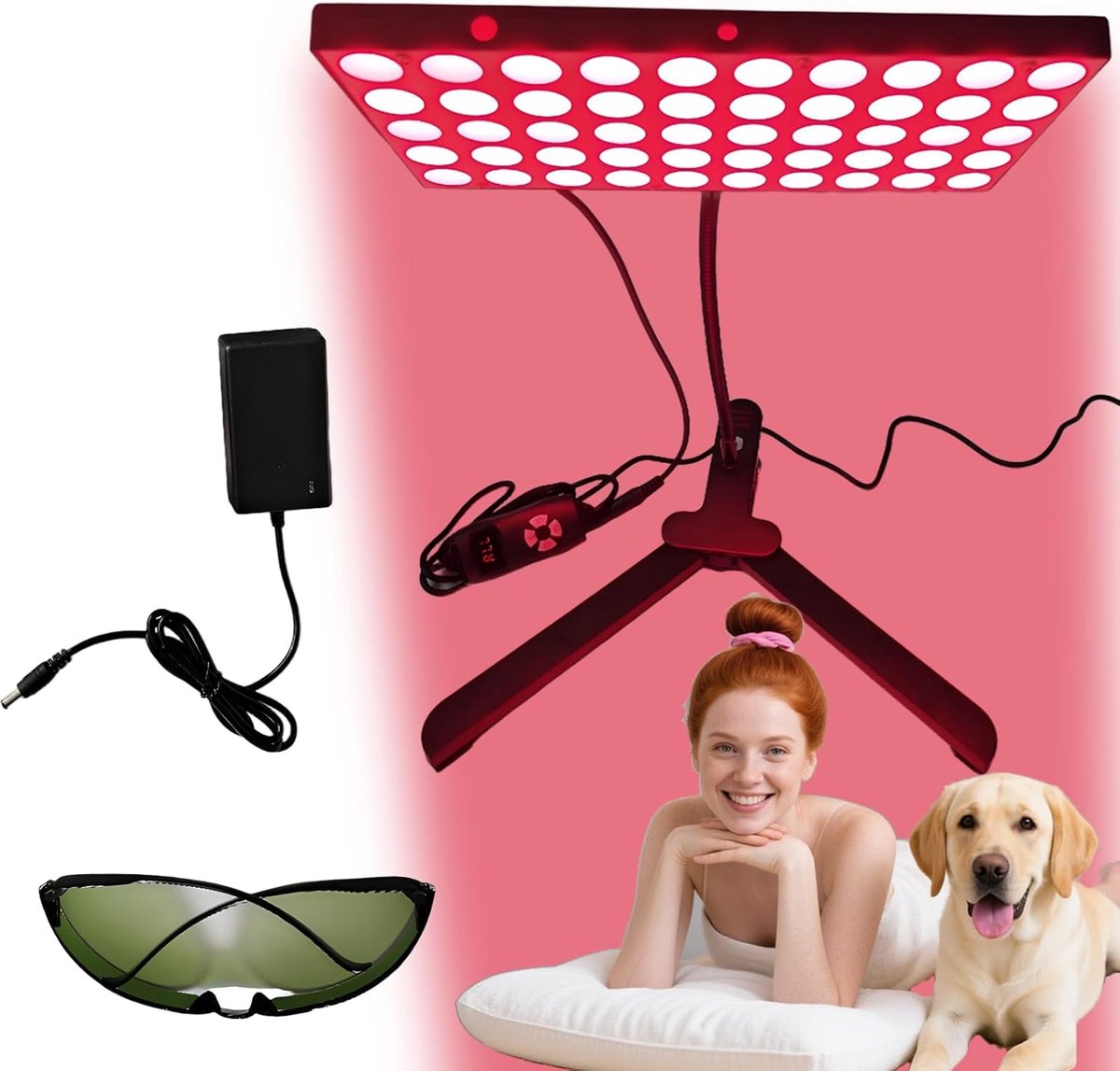 Infrarood Lichttherapie - Therapie Lamp - Gezichtsverzorging - Verstelbare Zwanenhals - 100 LEDs - zwart