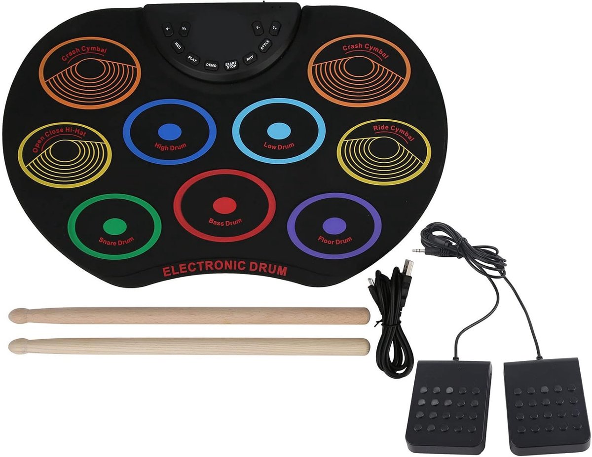Elektrisch Drumstel - Rolbaar Percussie - Muziek Maken - Ingebouwde Versterker - Gekleurd