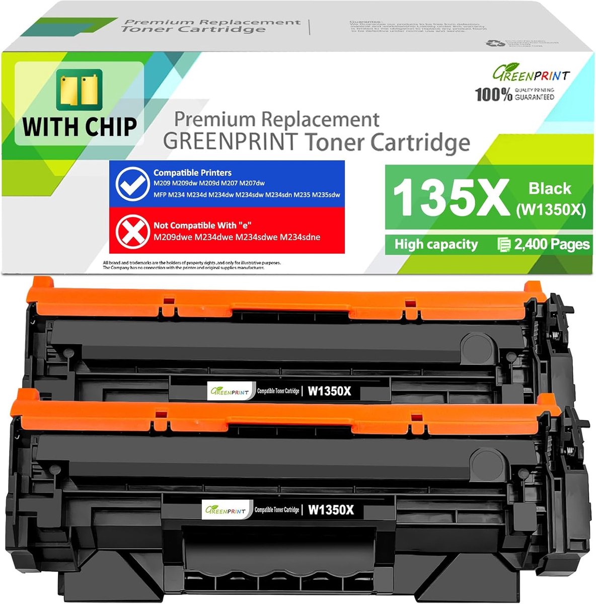 Tonercartridge met chip - Hoge capaciteit - Zakelijk printen - 2400 pagina's - 33x21x13 cm - Zwart