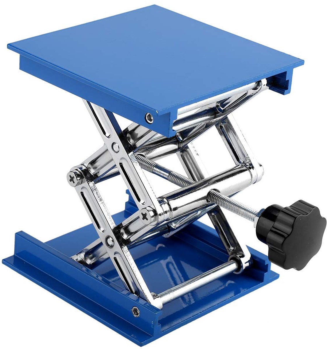 Lab Jack - Hefplatformstandaard - Laboratorium Werk - Roestvrij Staal - 100x100 mm - Blauw