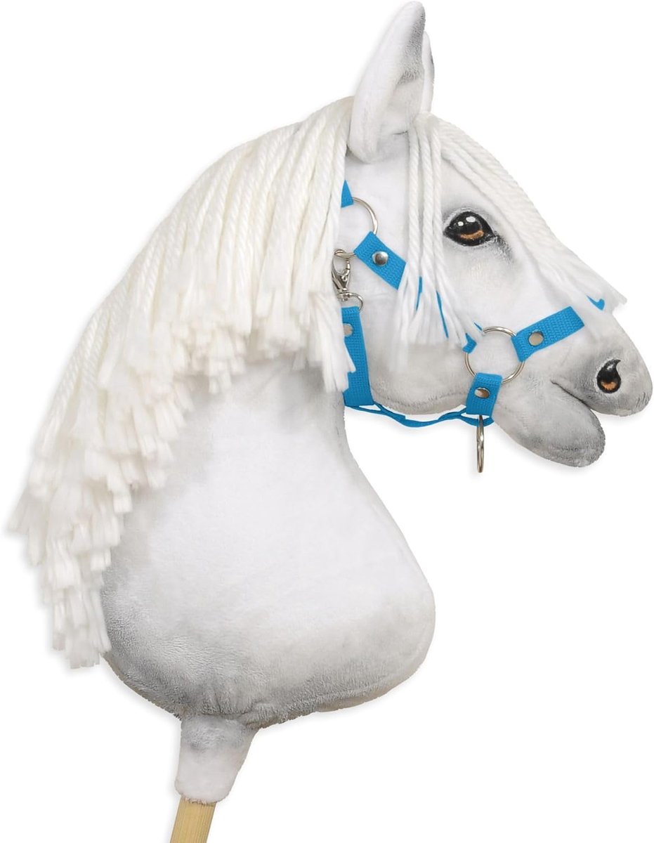 Paardenhalster - Hobbypaard Tuigage - Buiten Spelen - Handgemaakt Stevig Tape - 645 cm Lengte - Turkoois