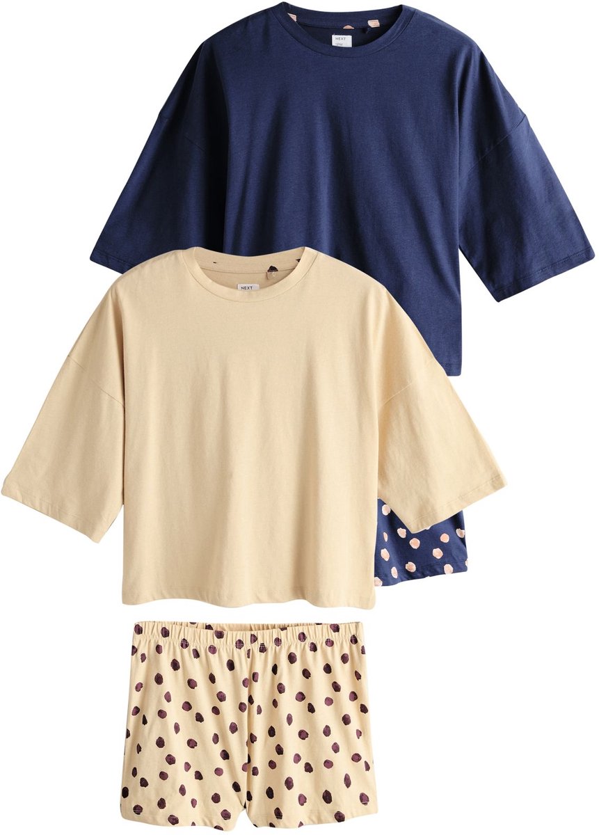 Next - Dames - Korte pyjamaset 2 stuks - Blauw