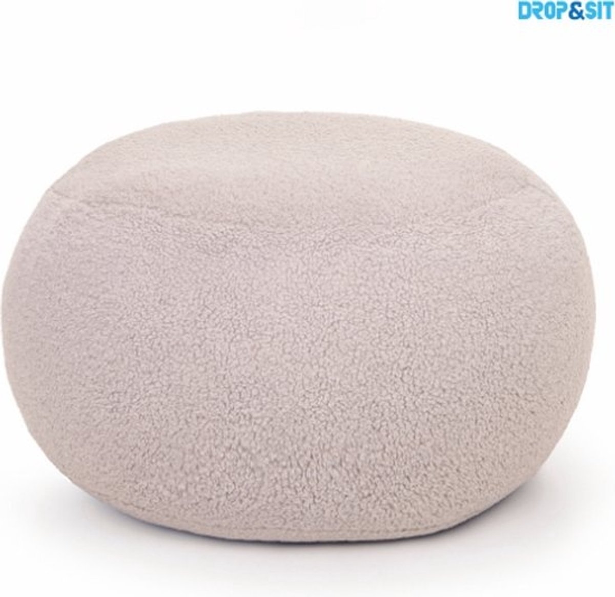 Drop & Sit - Poef - Teddy - Beige - Ø 50 cm