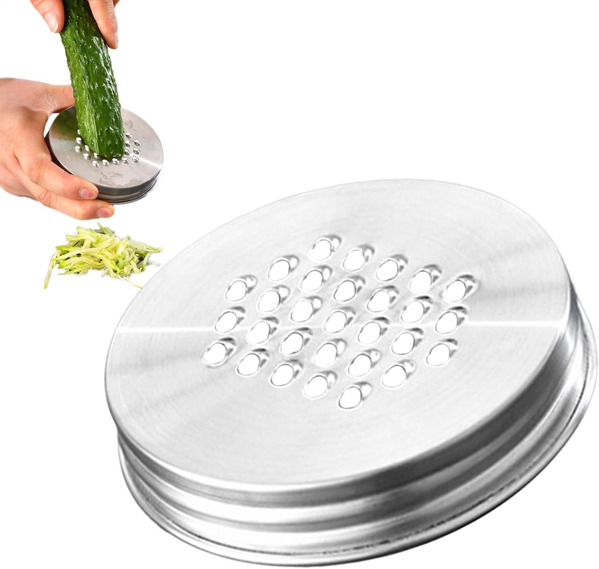 Kaasrasp Deksel - Pot Rasp - Snel Kaas Raspen - Roestvrij Staal - 8.6 cm Mond