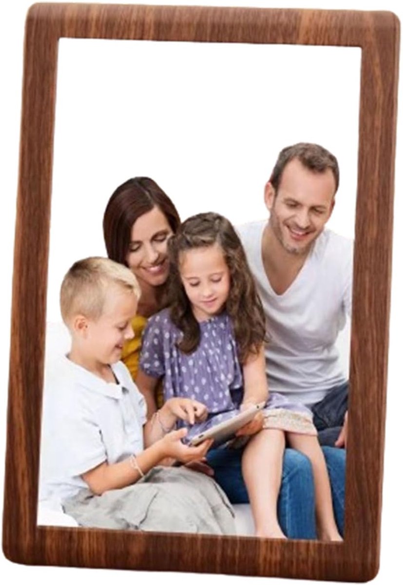 Digitale Fotolijst - Smart Wifi Frame - Herinneringen Delen - Automatische Beeldrotatie - 101 Inch Scherm - Houtnerf