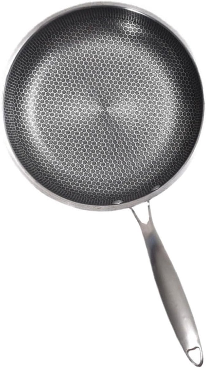 Roestvrijstalen Koekenpan - Antiaanbakpan Honingraat - Dagelijks Koken - Krasbestendig Duurzaam - 28 cm Diameter - Zilverkleurig